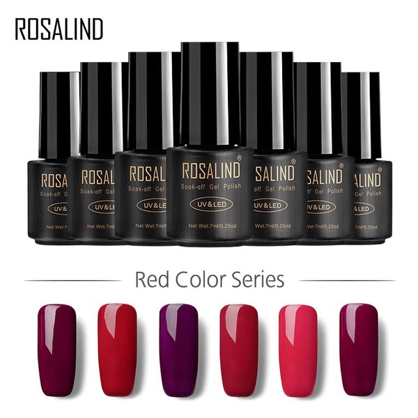 

rosalind gel 1s 7ml red color series gel nail polish set for manicure varnishes nail art uv&led lamp extension lacquer, Red;pink