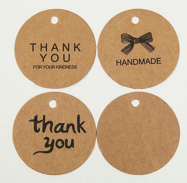 

100Pcs/Lot Handmade Thank You Plain Tag Kraft Tags For Clothing Hang DIY Gift Christmas Wedding Party Decor Supplies Round Paper Label