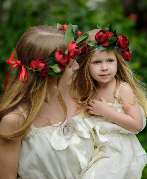 Women Girl Rose Flower Wreath Bridal Mommy And Kids Headband
