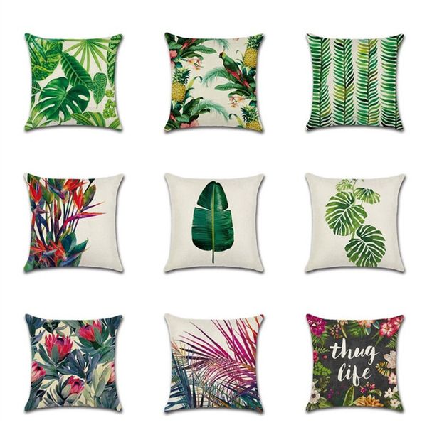 

rainforest leaves africa tropical plants linen pillow case comfortable chair sofa cushion cover household pillowcase t3i0034