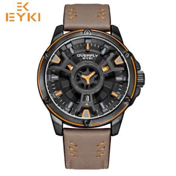 

eyki men military waterproof sport watches man luxury army quartz wristwatches doulbe dial relogio masculino reloj hombre, Slivery;brown