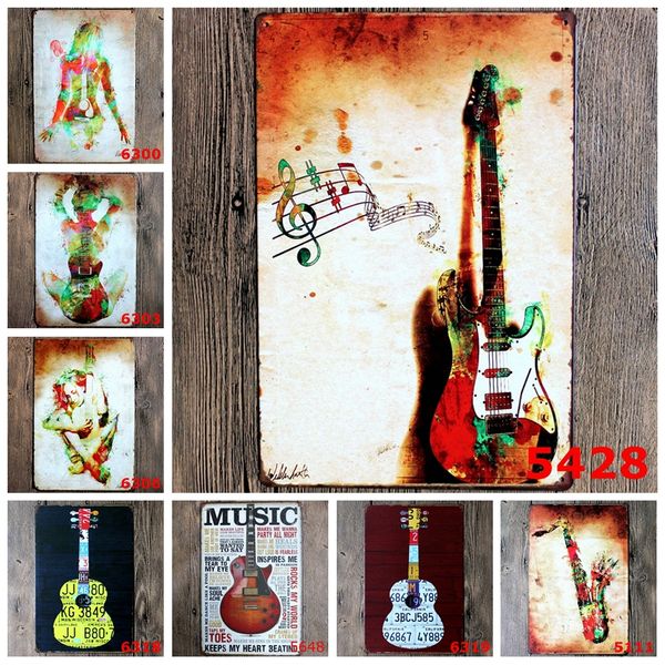 

violoncello horn metal signs love guitar and music retro poster vintage art painting for home bar cafe pub wall decor yn051