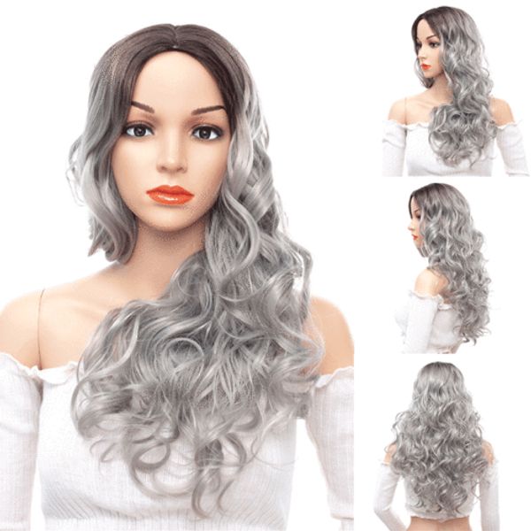 

fashion long curly wavy hair full wigs cosplay party anime lolita wig 66cm gift, Black