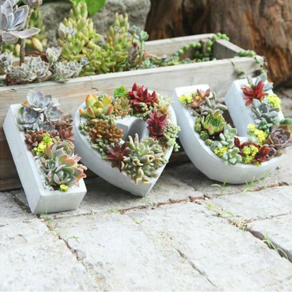 2019 Heart Shape Concrete Planter Silicone Mold Home Decoration
