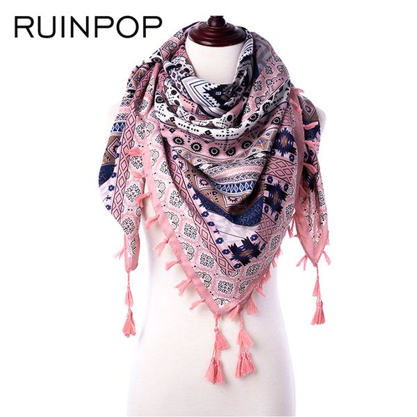 

new fashion warm women scarf square scarves female wraps winter autumn tassel printed girl shawls blanket winter scarf wholesale s18101904, Blue;gray