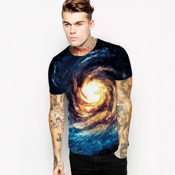 

space galaxy t -shirt men /women 3d t shirt print golden nebula whirlpool t -shirt fashion brand cool polyester tees, White;black