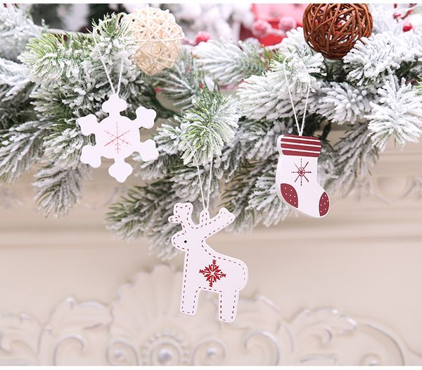 

3 style christams ornaments decorations for wooden snowflake piece word ball tree hanging pendant with strap xmas gifts crafts tc181024