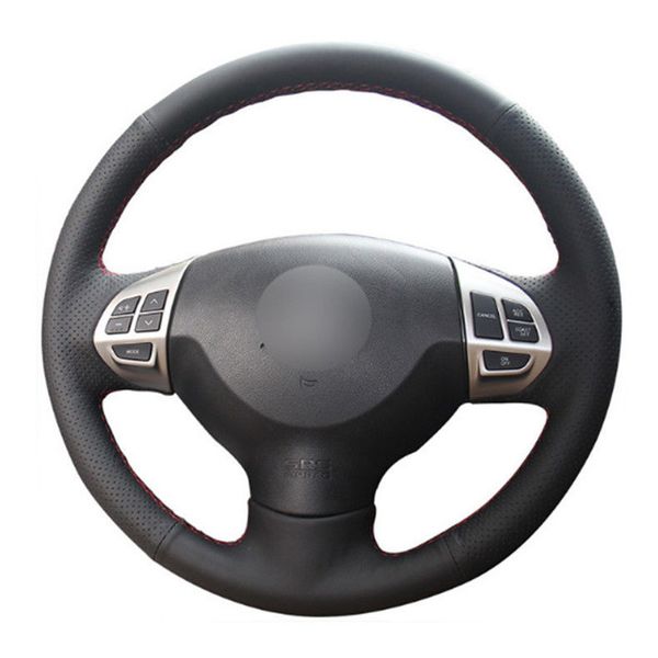 

leather steering wheel hand-stitch on wrap cover for mitsubishi lancer ex asx
