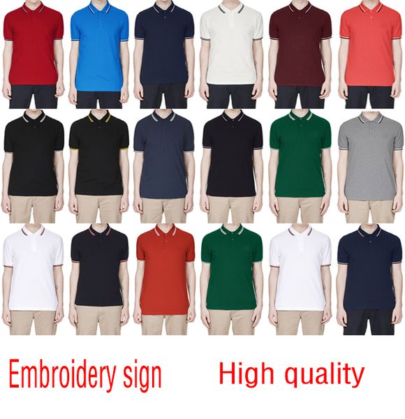 

Whole ale 100 brand new tyle men polo hirt fred embroidery men hort leeve cotton hirt jer ey polo hirt ale men clothing, White;black