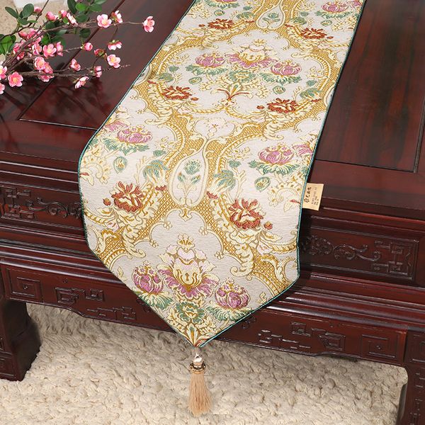 High End Europeu Moderno Jacquard Table Runner Decoração da Festa de Natal Étnica Toalha De Mesa De Café Retangular 180x33 cm