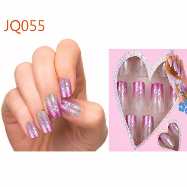 

24pcs pre design fake nails french false nails beautiful nail tips for nail art fashion fingernail glue, Red;gold