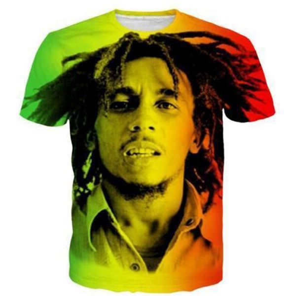 

fashion reggae star bob marley t-shirt funny 3d printed women/men short sleeve t-shirt casual k277, White;black