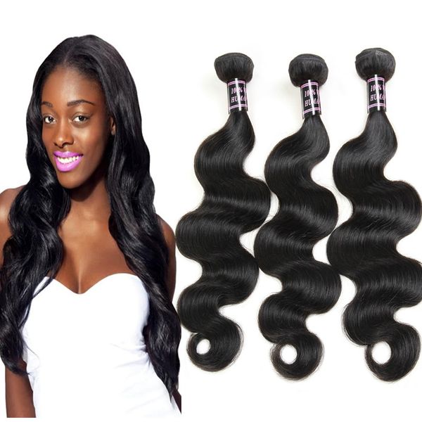 

ishow 8a brazilian body wave human hair 3 bundles wholesale peruvian indian malaysian hair weave wefts extensions for women girls all ages n, Black