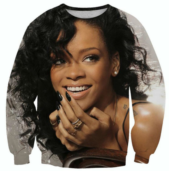 

новая мода женщины / мужчины сексуальная rihanna harauku стиль смешные 3d печатных crewneck кофты толстовки k116, Black