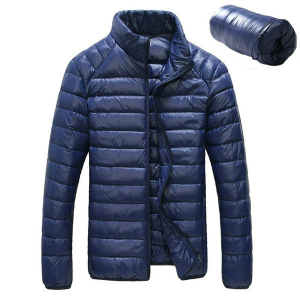

aiweier] men autumn winter jacket ultra light 90% white duck down casual coat for male plus size down parkas garment clothes, Black