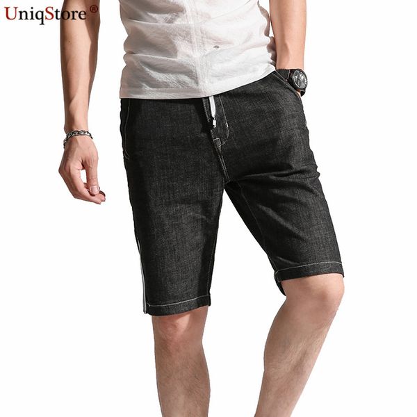 

vogue denim cotton four seasons men jeans shorts straight soft comfort casual style zip button pocket comfortable, Blue