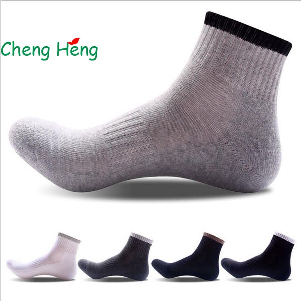 

cheng heng 5 pairs / bag autumn and winter new products men's cotton socks semi-finished tube thickened casual socks, Black