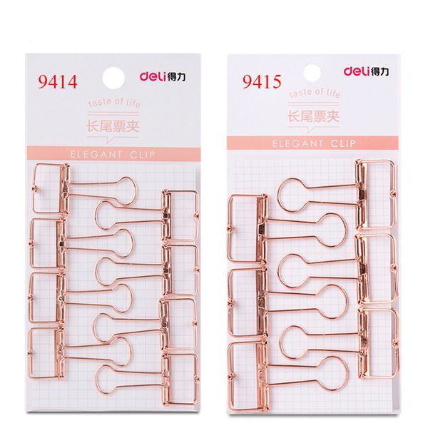 

deli 2 size rose gold hollowed out design binder clip for office school paper organizer stationery supply decorative metal clips
