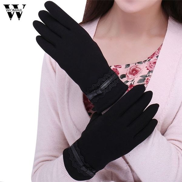 

womail luvas feminina women gloves ale screen soft cotton winter warm mittens female gloves 2017 gift 1pair, Blue;gray