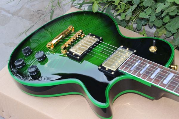 

017 custom shop burst стандартная пользовательская электрогитара,зеленая привязка золота