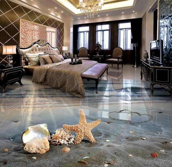 

beautiful romantic beach 3d floor to floor painting 3d flooring decor paintings waterproof wallpaper