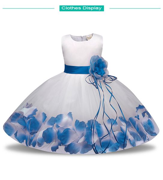 

flower girl dress summer girl clothing 2018 baby wedding veil dresses kids wear costume party for girls clothes blue ing, Red;yellow
