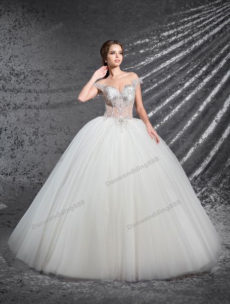 

beauty ivory tulle scoop applique beads ball gown wedding dresses bridal pageant dresses wedding attire dresses custom size 2-16 zw612209, White