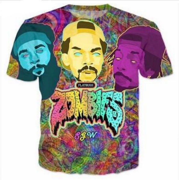 

2018 new fashion womens/mens summer flatbush zombies beast funny 3d print casual short sleeve star t-shirts tx84, White;black