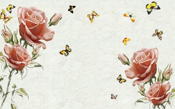 

p wallpaper 3d stereoscopic colorful carved path rose butterfly tile background wall engraving path wall mural wall paper