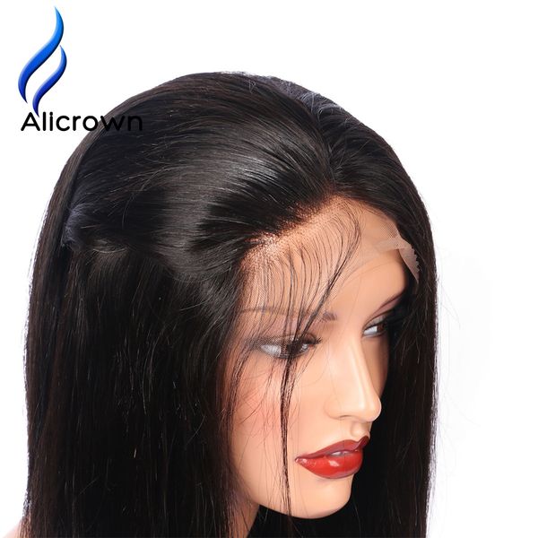 

alicrown straight lace front human hair wigs for black women brazilian remy hair 8"-24"pre plucked natural hairline