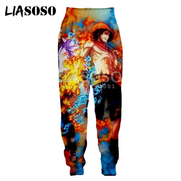 

liasoso anime one piece monkey d luffy funny boy 3d print men's pants long pants casual trousers high-quality a97, Black