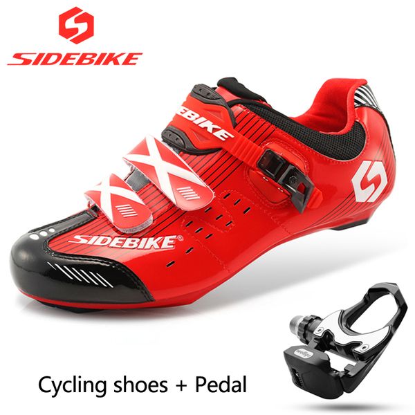 

sidebike road cycling shoes cycling athletic professional shoes and pedal sets including pedals, Black