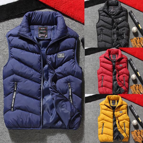 

men winter thick warm sleeveless jacket slim casual winter coat vest overcoat outwear, Black;brown