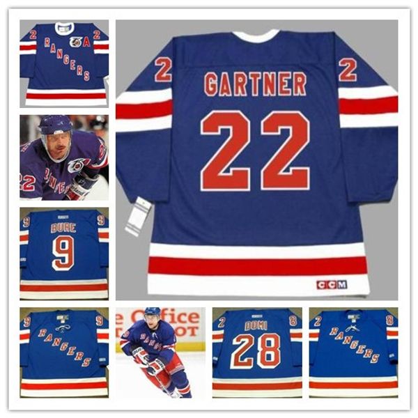 

mens #22 mike gartner new york rangers #9 pavel bure #28 tie domi ccm vintage home retro hockey stitched jersey size s-4xl, Black;red