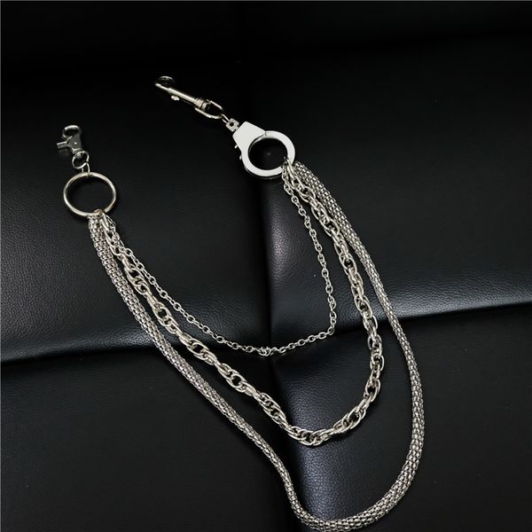 

biker wallet belt keychain rock steel motorcyle hiphop multilayer male pants chain men jeans punk silver metal pants chains dr85