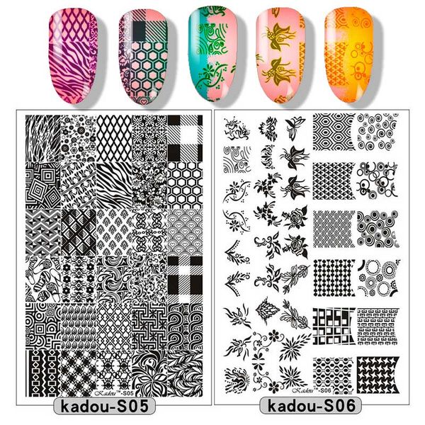 

9.5*14.5cm stamping template rectangle flower leaf abstract character floral nail art image plate nail stamping plates, White