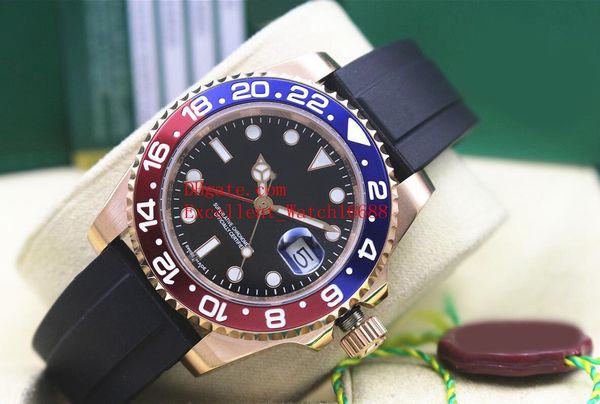 

5 style sell fashion watches 40 mm 116710 116713 116719 blro 18k rose gold ceramic bezel asia 2813 automatic mechanical rubber strap, Slivery;brown