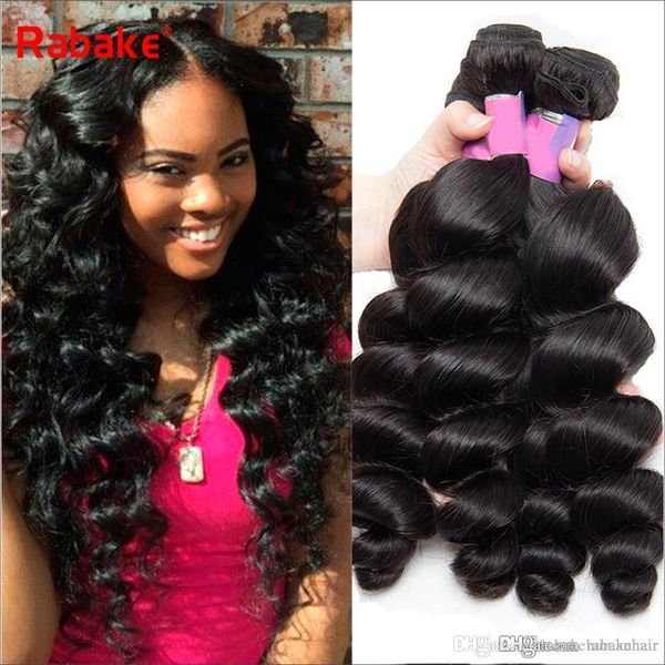 Rabake Raw Indian Virgin Human Hair Weave Bundles Loose Wave