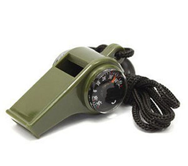 

selling 3in1/7in1 whistle compass thermometer for outdoor emergency gear camping survival whistle with led light