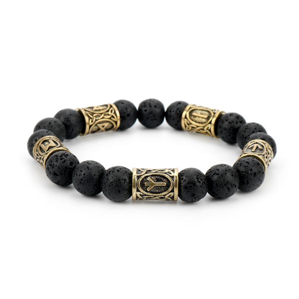 

black lava natural stone beads bracelets vintage design volcanic rock tiger eye bead strand bracelet women men jewelry gift