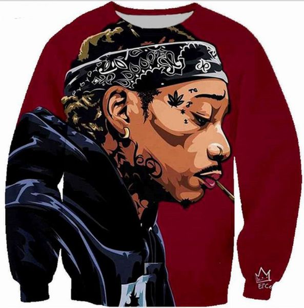 

новая мода женщина / мужчины прохладного рэпер drake harauku стиль смешной 3d printed crewneck толстовка толстовка k145, Black