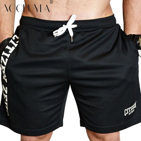 

voobuyla mens shorts cotton running sports shorts men letter quick-drying breathable fitness gym sportwear men beach xxl, Black;blue