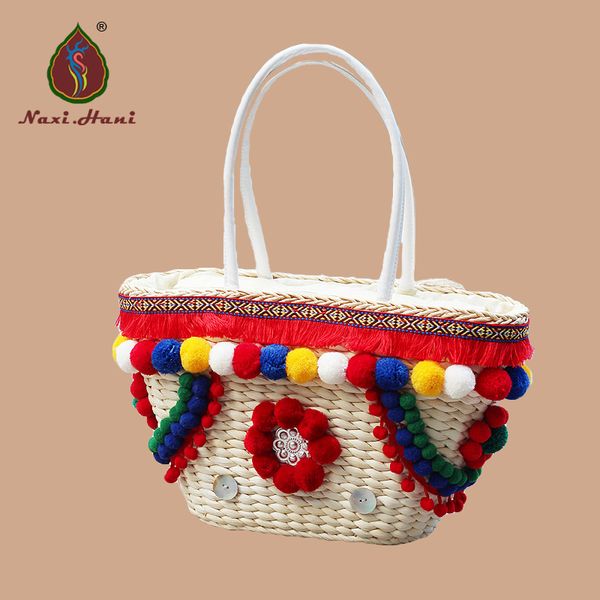 

original beach baskets bohemia woven rattan bags handmade tassel bags