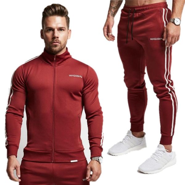 

2018 men's set fashion spring 2 piece sporting suit jacket+pant sweatsuit clothing tracksuit sweatshirt sportswear drop shipping, Gray