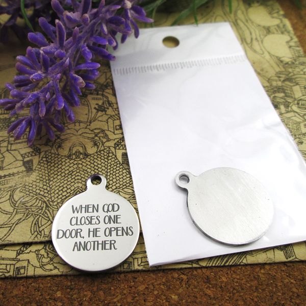 

40pcs--"when god closes one door he opens another"stainless steel charms more style for choosing diy charms pendants for necklace, Bronze;silver