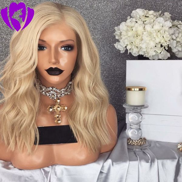 Synthetische Lace-Front-Perücke im Kylie-Jenner-Stil für Frauen, natürliche gewellte kurze Bob-Perücken, hitzebeständige Faserhaare, blonde Lace-Front-Perücke