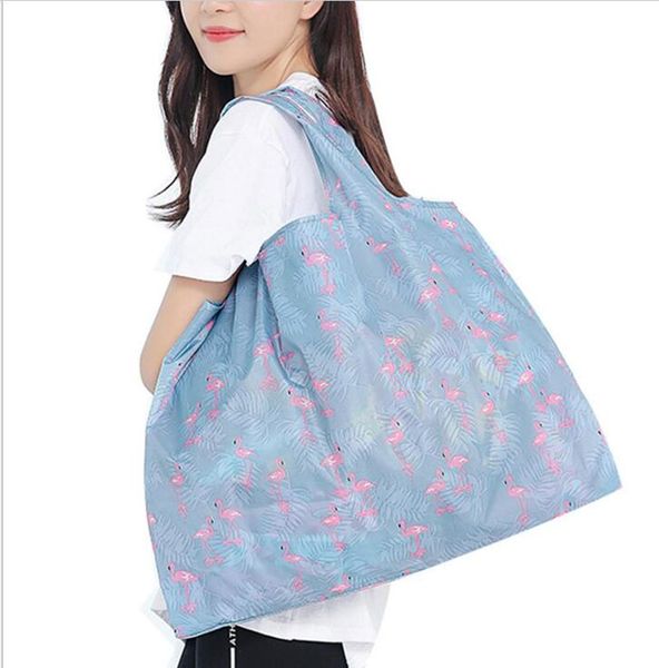 300 adet Katlanabilir Su Geçirmez Depolama Eko Kullanımlık Polyester Çiçek Baskılı Alışveriş Bez Çantalar Kaliteli alışveriş çantaları Taşıyıcı