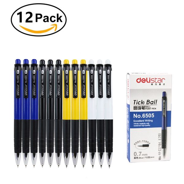 

12pcs/pack retractable ballpoint pen comfortable writing ball pen fine point 0.7 mm blue ink, Blue;orange