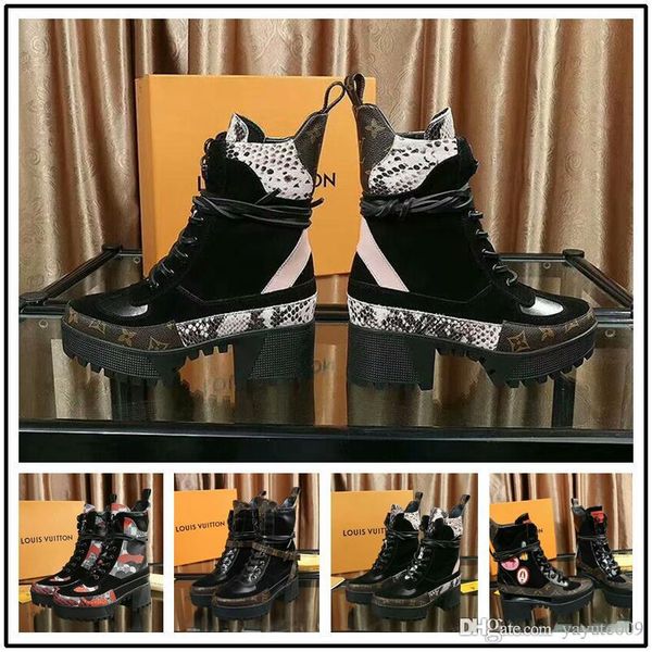 

new luxury black genuine leather shorts boots fashion printed lace-up outdoor winter warm casual boots size 35-42