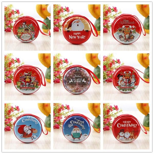 

dhl 144pcs cartoon creative children toys christmas gifts kids zero wallet santa claus window tree ball hanging piece ma tin iron